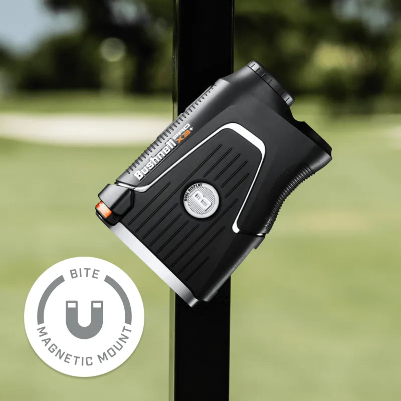 Bushnell Pro X3 Plus integrated bite magnetic mount.
