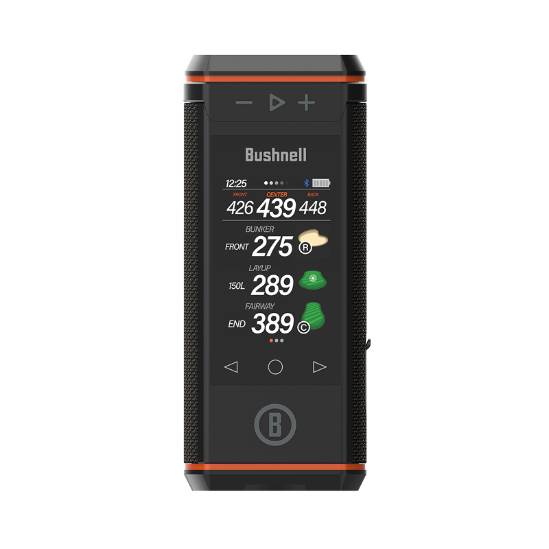 Bushnell Wingman HD golf GPS speaker front view.
