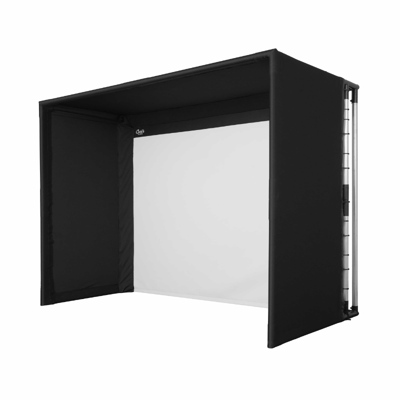 Carl's Place C-Series Pro Gol Simulator Enclosure Kit with Impact Screen front view.