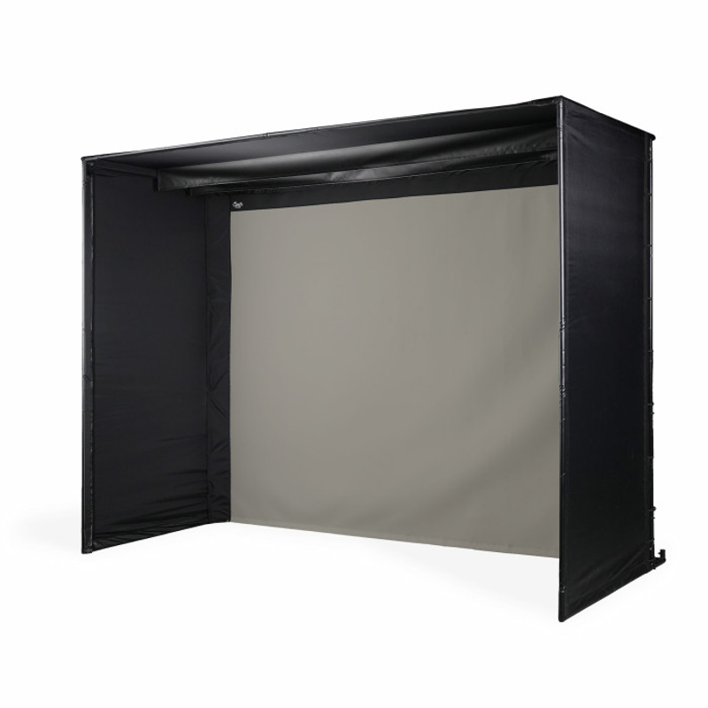 Carls Place DIY angled view black enclosure gray impact screen.