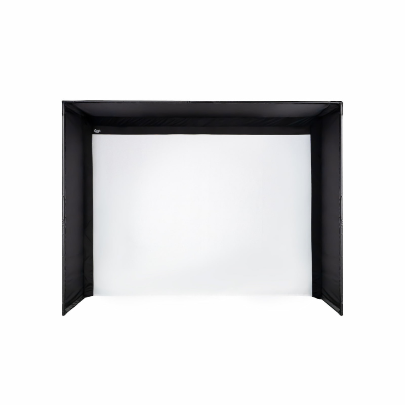 Carl's Place DIY Golf Simulator Enclosure Kit with Impact Screen front view.