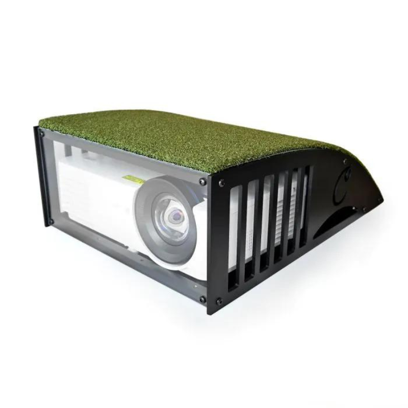 Carl's Place Floor Mounted Projector Enclosure with projector.