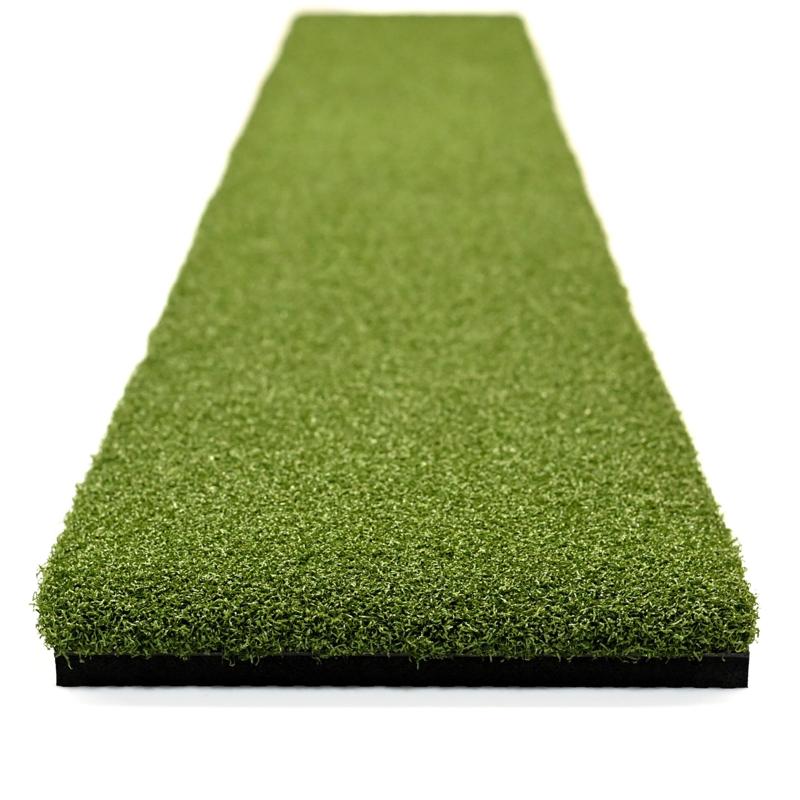 Carls Place Golf Mat Extension Strip straight view green turf black layer.