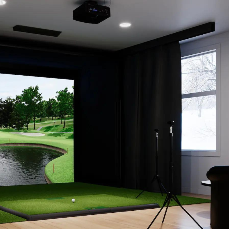 Carl's Place Golf Room Curtain covering a window.