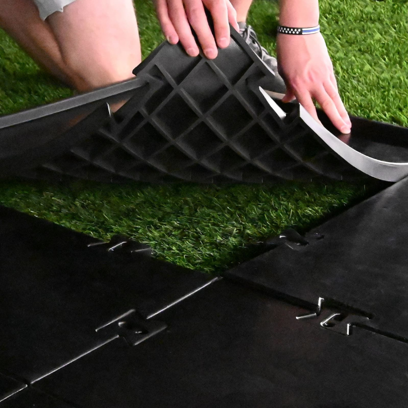 Carl's Place HotShot Golf Mat Base being installed.