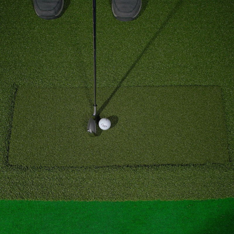 Carl's Place HotShot Standard Hitting Strip being used on a HotShot Golf Hitting mat with ball and club.