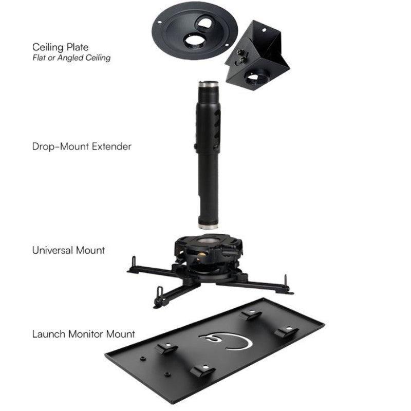 Carl's Place Launch Monitor Ceiling Drop Mount Kit universal mount complete setup.