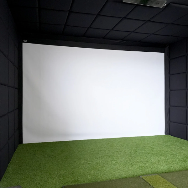Carls Place built in golf room kit with wall padding low angle.