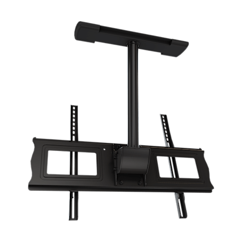 Complete Ceiling Installation Kit for Displays angled back view of black metal frame and ceiling mount.