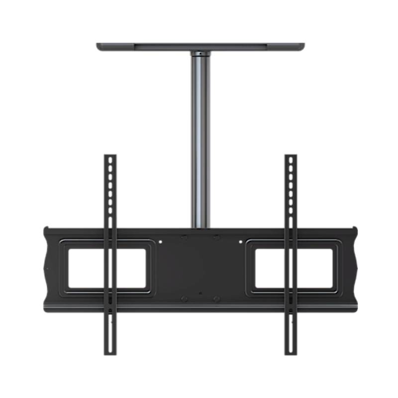 Complete Ceiling Installation Kit for Displays front view of black metal frame and ceiling mount.