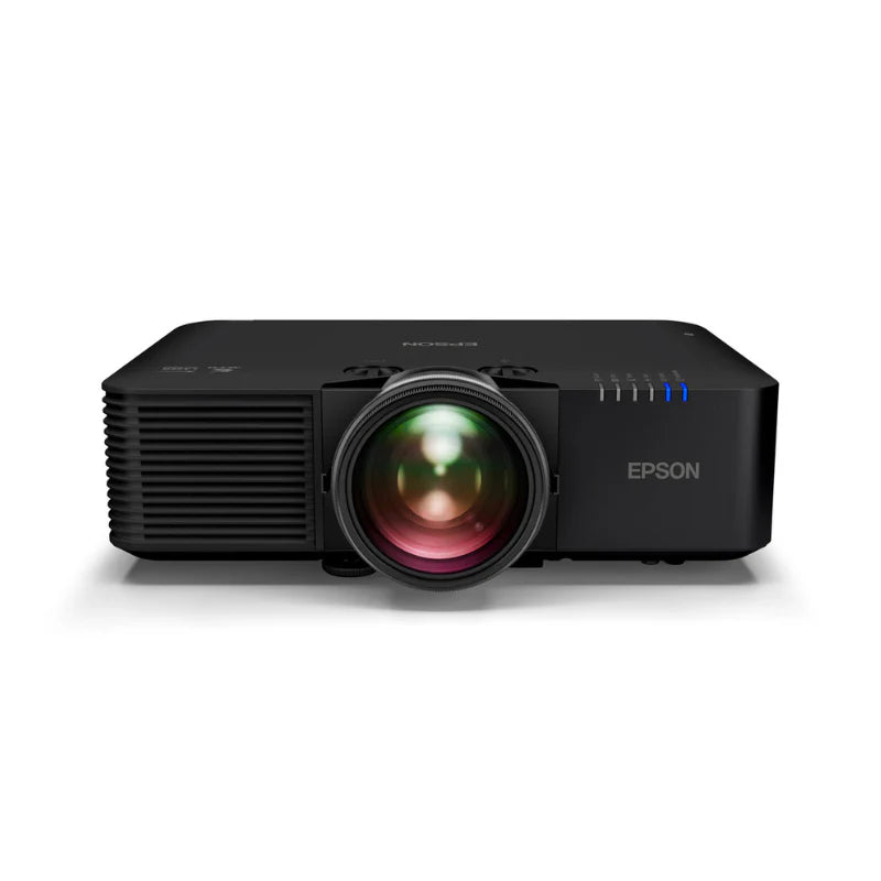 Epson L695SU Powerlite 6200-Lumen WUXGA Short Throw 3LCD Laser Projector front view with lens. 