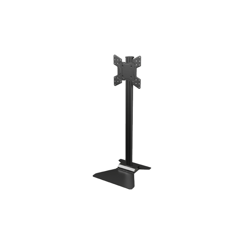 Floor Stand For Screens from 32" to 55" right angle front view of the black floor stand.