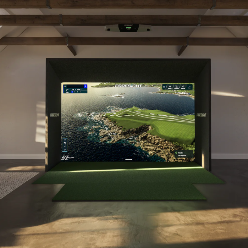 Foresight Sports SIM IN A BOX Custom Golf Simulator Foresight Falcon 13 feet wide.
