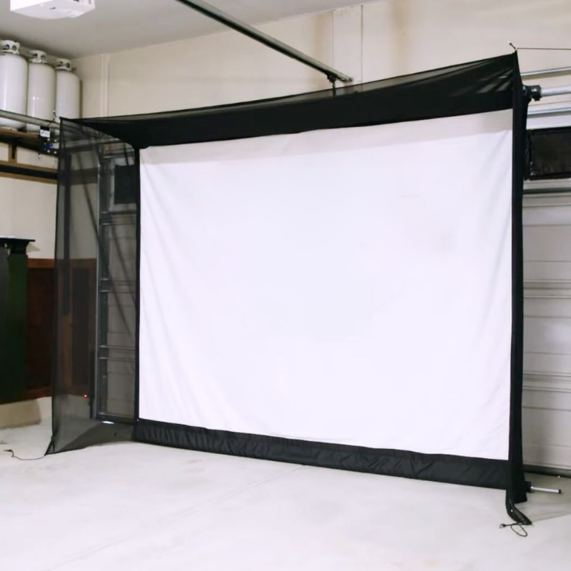 G-TRAK Retractable Impact Screen with garage door closed.