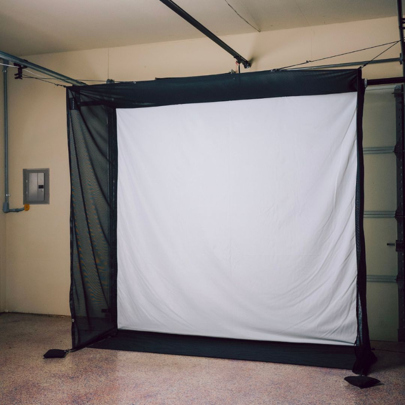 G-TRAK Retractable Impact Screen with garage door closed.
