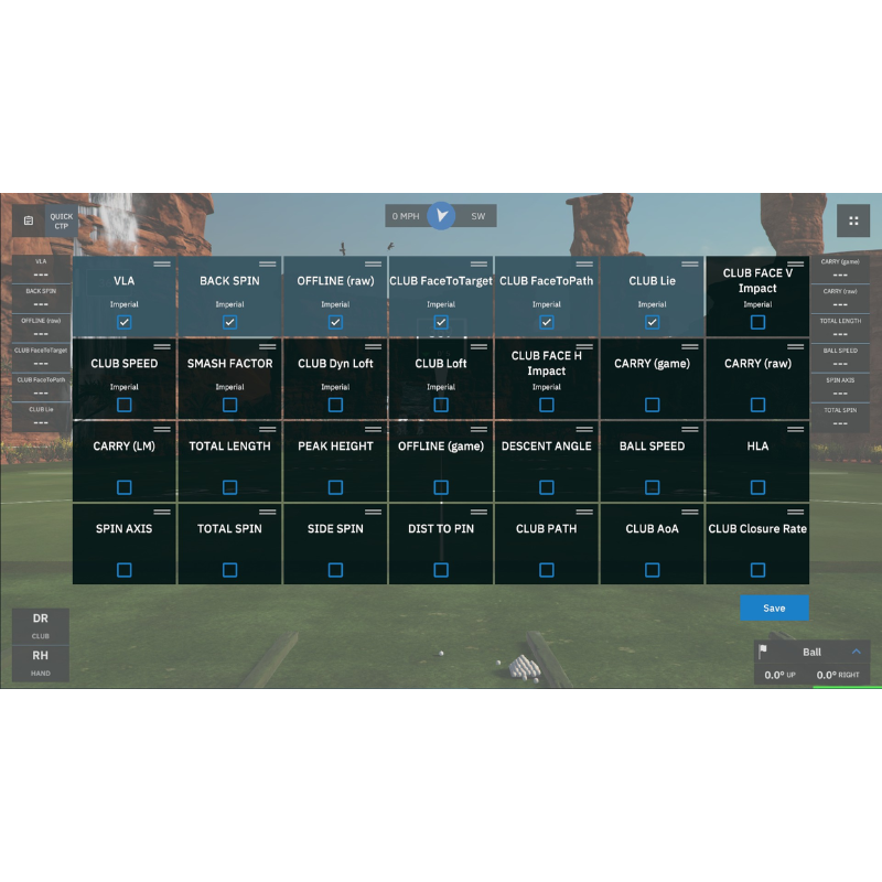 GSPro Software ball and club data.