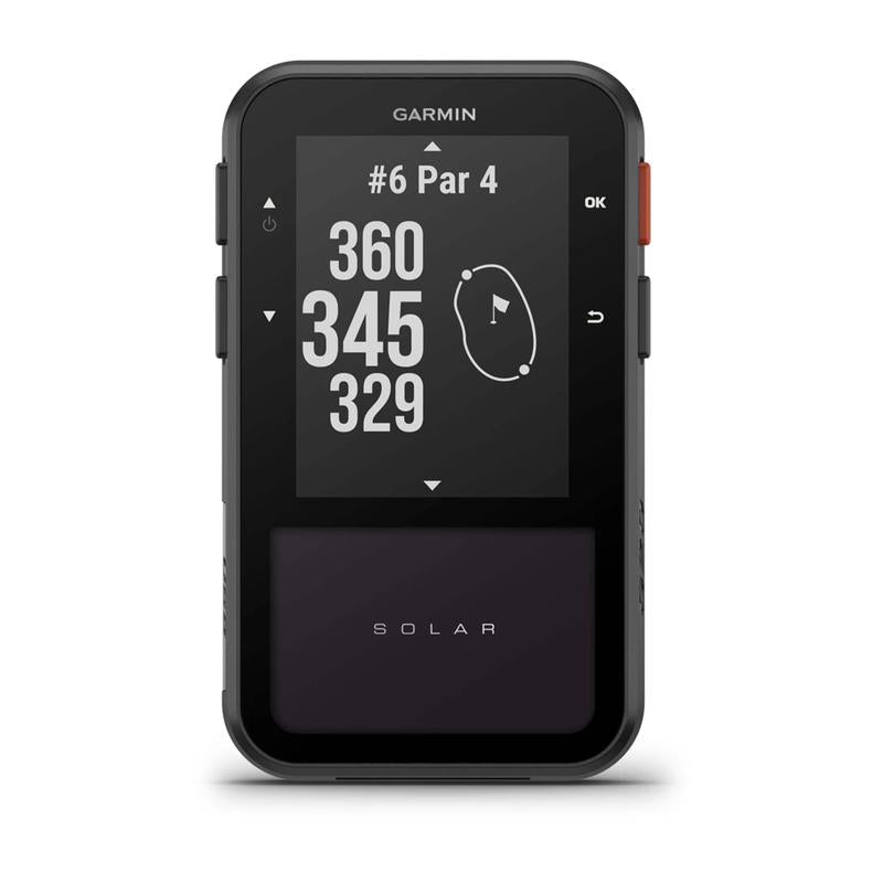 Garmin Approach G20 Solar Handheld Golf GPS front view hole details display.