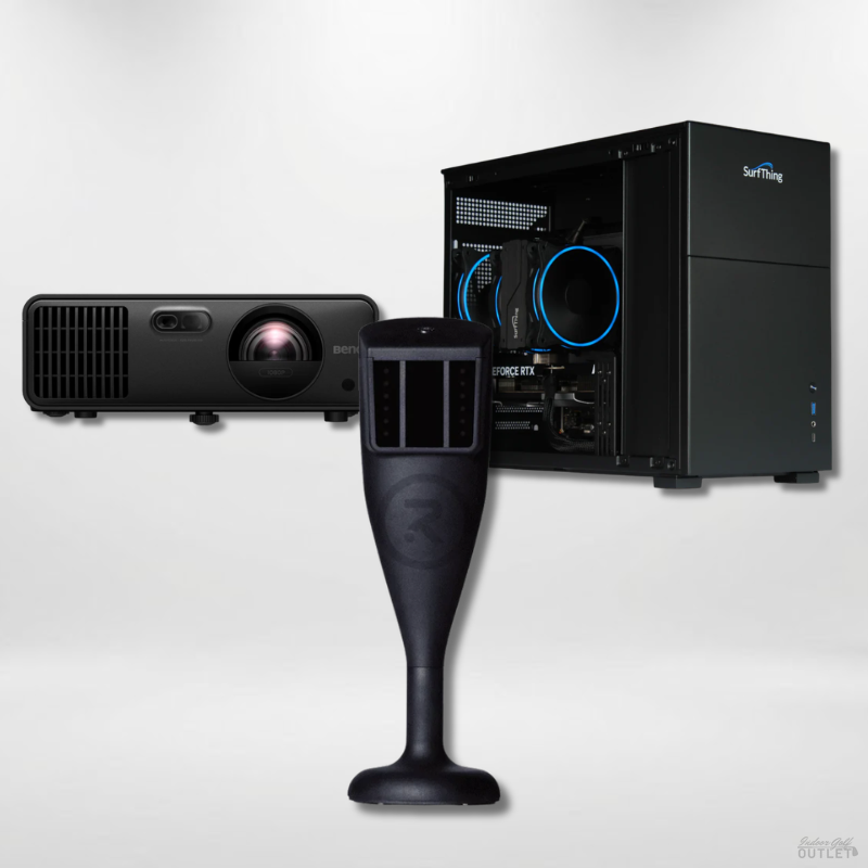 Red Stakes Golf One Launch Monitor Projector Golf Simulator Computer Package.