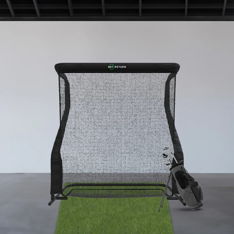 The Net Return Pro Series Golf Net Pro 8 front view with bag.