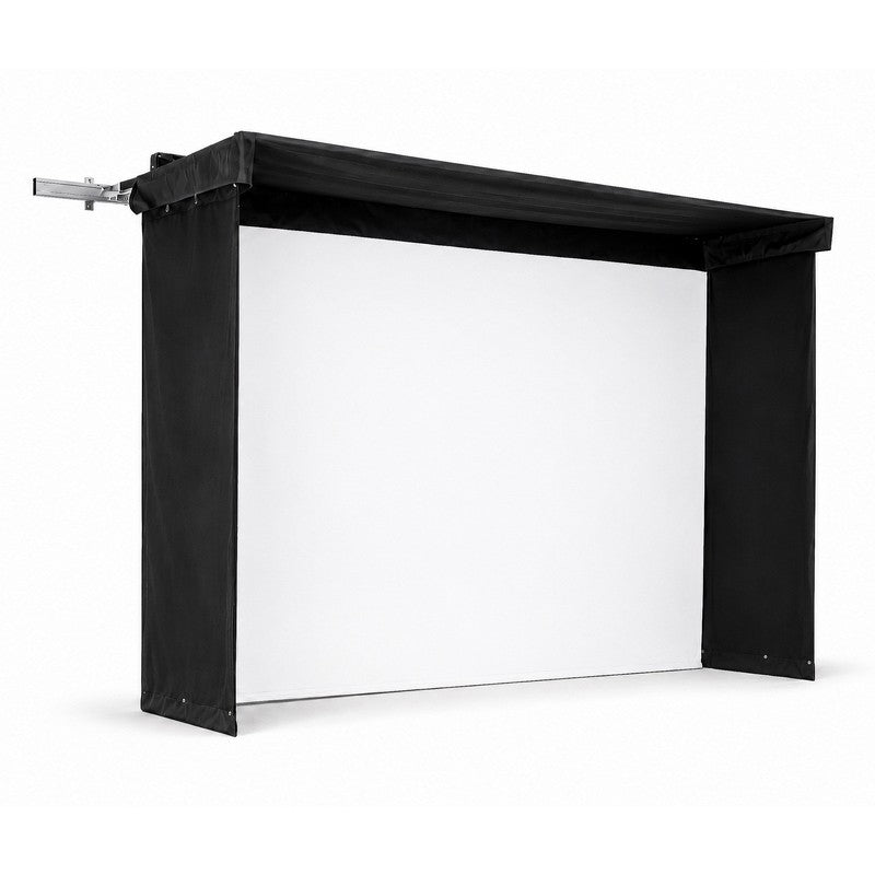 The SportScreen Vanish LITE Series retractable enclosure option for this package, Vanish LITE 11 hero render.