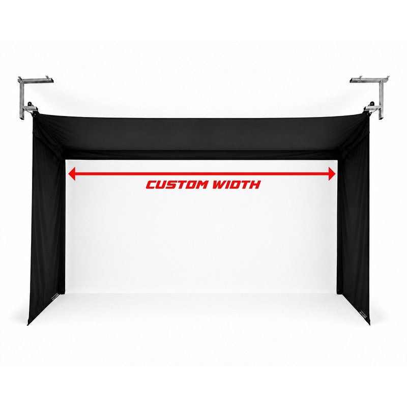 The SportsScreen Vanish Series Golf Simulator Enclosure custom width hero render view.
