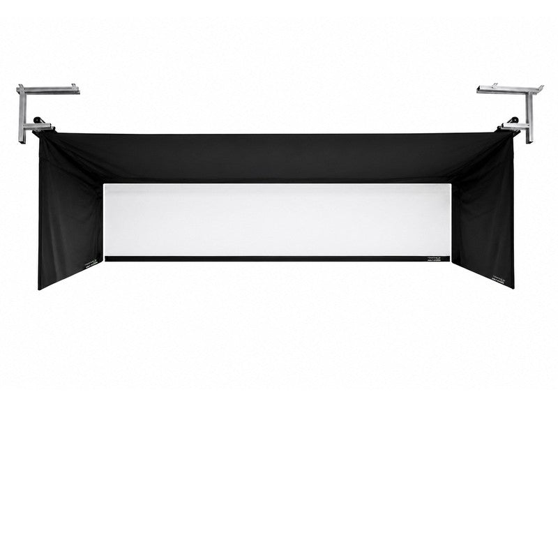 The SportsScreen Vanish Series Golf Simulator Enclosure Vanish 13H half retracted render view.