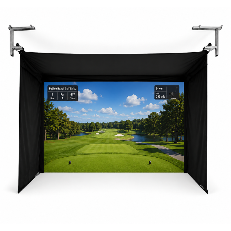 The SportsScreen Vanish Series Golf Simulator Enclosure Vanish 13H projection render view.