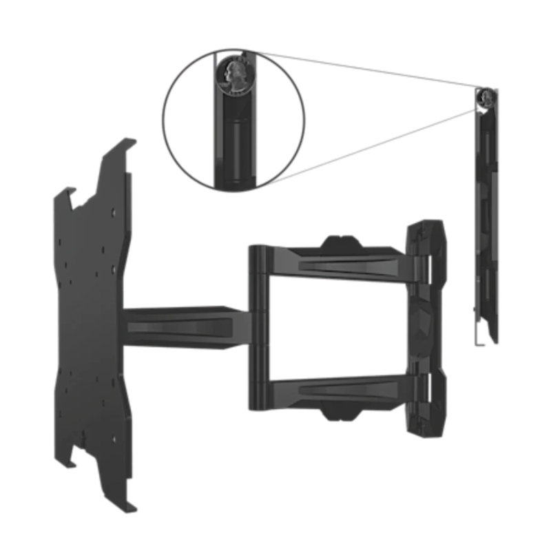 Articulating display mount for 13 inch to 46 inch flat panel screens full setup view.