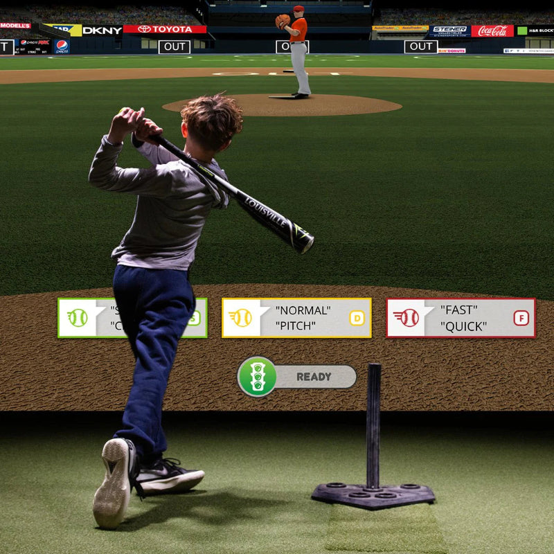 TruGolf MultiSport ARCADE kid batting.