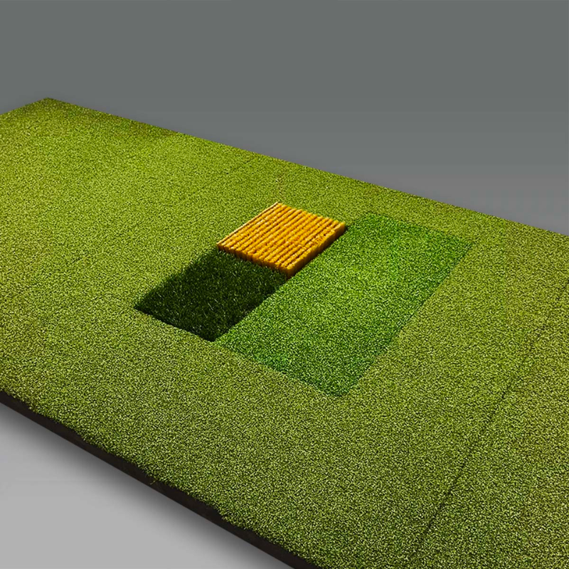 Uneekor EYE XO2 Trouble Mat inserted in a golf hitting mat.