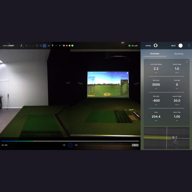 VTrack SwingEZ Add-On Package swing replay with launch monitor shot data.